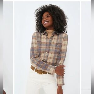 Faherty Legend Sweater Shirt Plaid Button Down Shirt - Gray, Brown, Cream